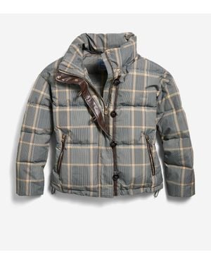 Cole Haan Plaid Down Fill Cropped Puffer - Gray