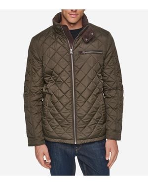 Cole Haan Faux Suede Quilted Jacket - Brown