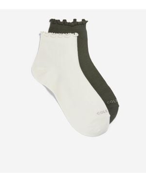 Cole Haan 2-Pair Ruffle Quarter Socks - Green