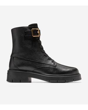 Cole Haan Grand Flex Fenella Buckle Lace-Up Waterproof Booties - Black