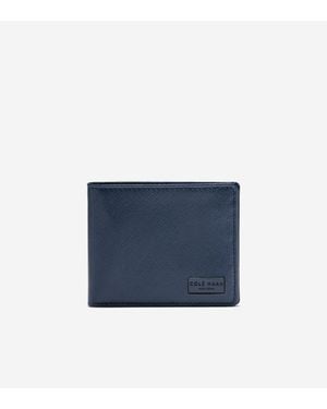 Cole Haan Bifold Wallet With Saffiano Cover - Blue