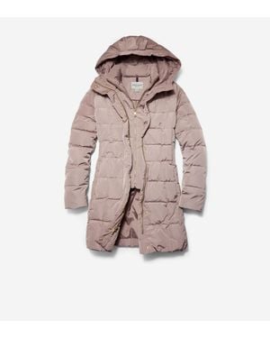 Cole Haan 32" Signature Hooded Taffeta Down Coat - Natural