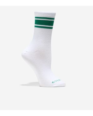 Cole Haan Varsity Stripe Mid Crew Socks - White