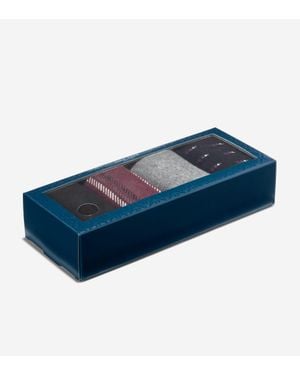 Cole Haan 4-Pair Plaid/Ditsy Print Gift Box Socks - Blue