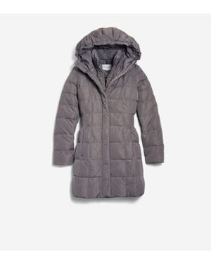 Cole Haan 32" Signature Hooded Taffeta Down Coat - Gray