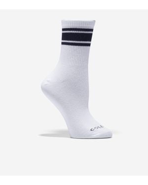 Cole Haan Varsity Stripe Mid Crew Socks - White