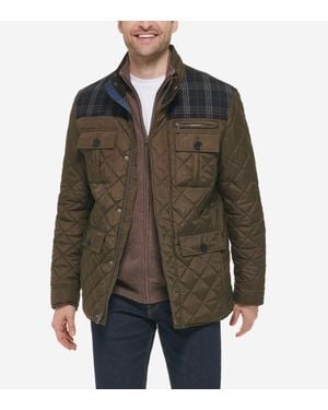 Cole Haan Mix Media Diamond Quilted Jacket - Brown