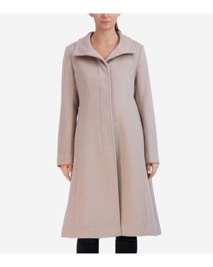 Cole Haan Flared Dress Coat - Natural