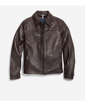 Cole Haan Smooth Lamb Shirt Jacket - Brown