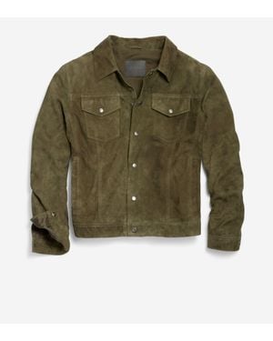 Cole Haan Suede Trucker Jacket - Green