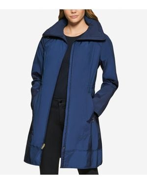 Cole Haan Packable Travel Rain Jacket - Blue