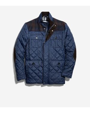 Cole Haan Mix Media Diamond Quilted Jacket - Blue