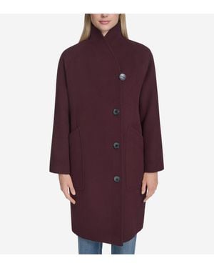 Cole Haan Chevron Wool Coat - Purple
