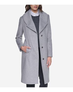 Cole Haan Slick Wool Draped Collar Coat - Gray