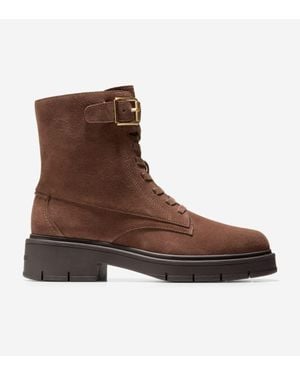 Cole Haan Grand Flex Fenella Buckle Lace-Up Waterproof Booties - Brown