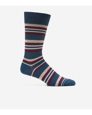 Cole Haan Striped Dress Crew Socks - Blue