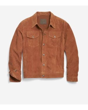Cole Haan Trucker Suede Jacket - Brown