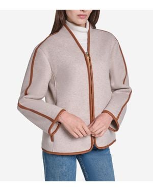 Cole Haan Faux Wool Shearling Jacket - Natural