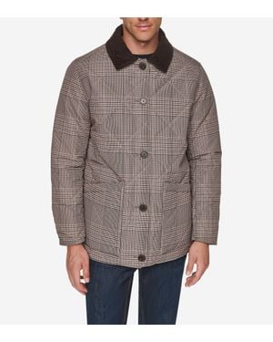 Cole Haan Reversible Plaid Quilted Barn Jacket - Brown