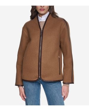 Cole Haan Faux Wool Shearling Jacket - Brown