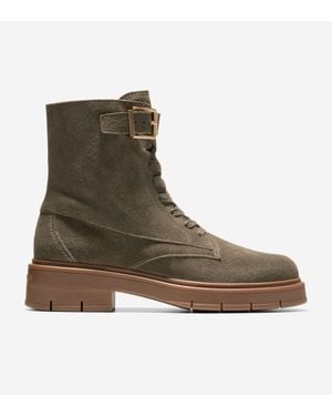 Cole Haan Grand Flex Fenella Buckle Lace-Up Waterproof Booties - Green