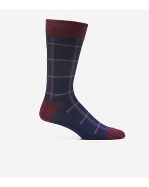 Cole Haan Plaid Dress Crew Socks - Blue