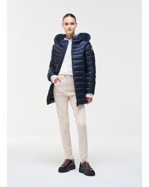 Colmar Doudoune Coupe Trapèze Avec Imitation Fourrure, Couleur Foncé, Taille - Bleu