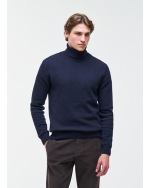 Colmar Pull À Col Roulé Logoté En Laine, Couleur Foncé, Taille - Bleu