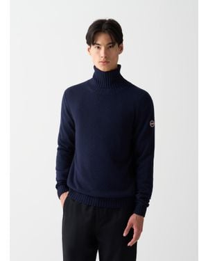 Colmar Pull À Col Roulé Logoté En Laine, Couleur, Taille - Bleu