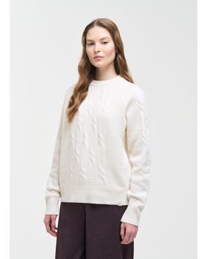 Colmar Pullover Girocollo A Trecce, Colore Tofu, Taglia - Bianco