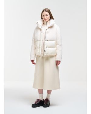 Colmar Doudoune Avec Détails En Imitation Peau D'Agneau, Couleur Tofu, Taille - Blanc