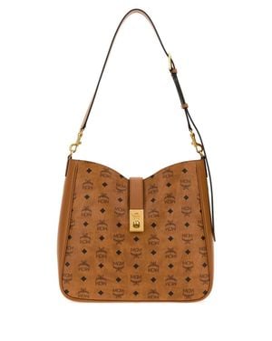 MCM Canvas Mini Tracy Shopping Handbag - Brown