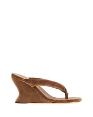 Balenciaga Camel Velvet Thong Wedge - Brown