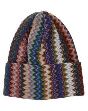 Missoni Jacquard Knit Beanie With Rolled Hem - Blue