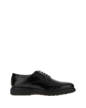 Ferragamo Solid Sandro Lace Ups Shoes - Black