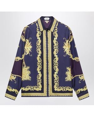 Versace Barocco Silk Twill Shirt - Blue