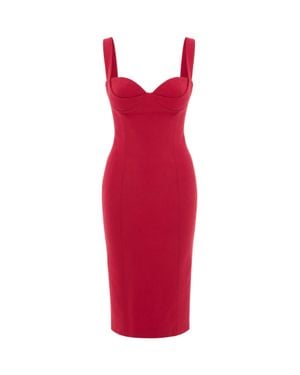 Elisabetta Franchi Fitted Bustier Midi Dress - Red