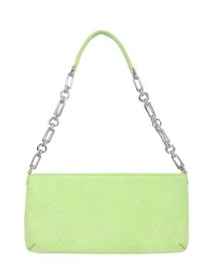 BY FAR Mini Longa Fresh Croco Embossed Leather Top Handle Bag - Green