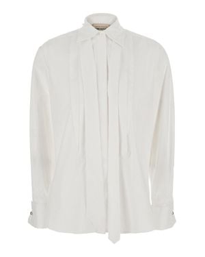 Semicouture Pointed Collar Striped Button-Front Cotton Shirt For - White