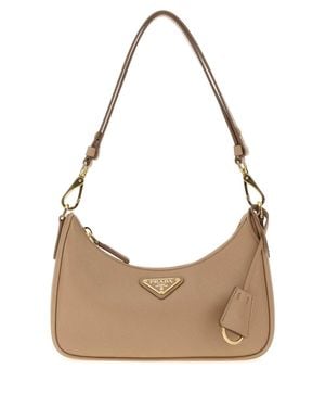 Prada Mini Leather Shoulder Bag - Natural