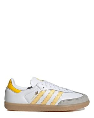 adidas Samba-Inspired Sneakers For With Leather Upper & Serrated 3-Stripes - White