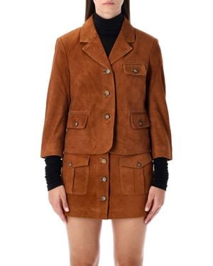 THE GARMENT Suede Fitted Jacket - Brown