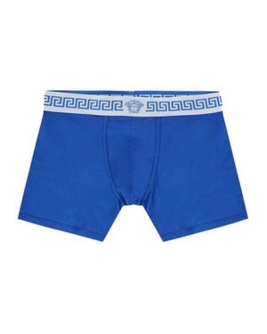 Versace Luxury Logo-Detail Boxer Briefs - Blue