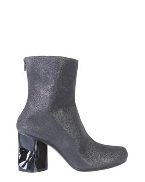 Maison Margiela Ankle Boot With Crushed-Effect Block Heel - Gray