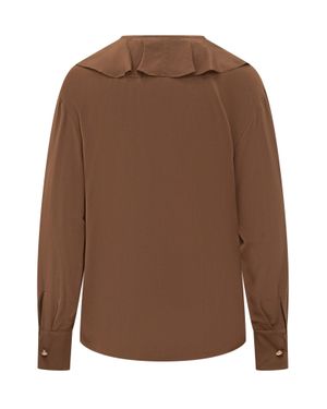 Max Mara Elegant Studio Shirt With Ruffles - Brown
