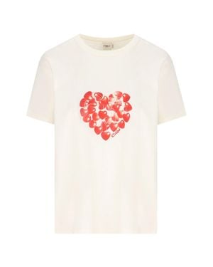Chloé Short Sleeve Cherry Print Tee - White