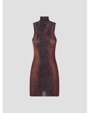 Jean Paul Gaultier High Neck Mesh Mini Dress - Purple