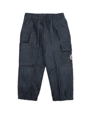 Moncler Mini Logo Pants For Kids - Blue