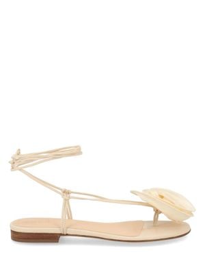 Magda Butrym Leather-Trimmed Embroidered Mesh Ballet Flats - Natural