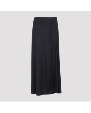 Giorgio Armani Wool Cashmere Blend Midi Skirt - Black